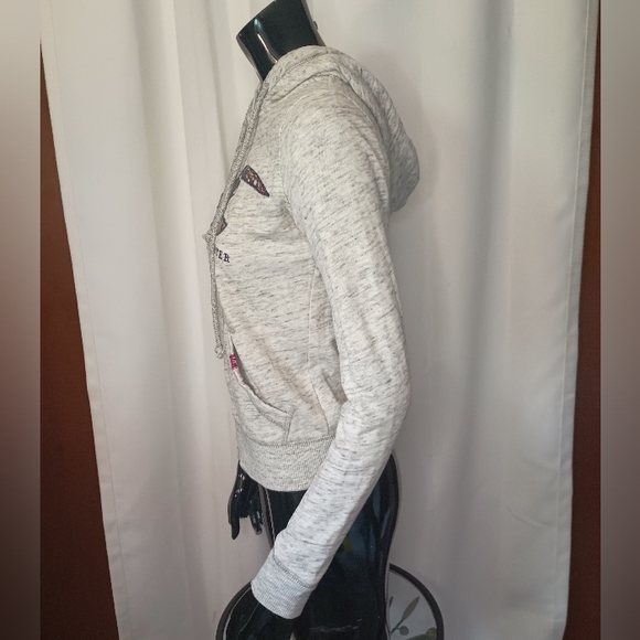 Hollister Women's Y2K Zip Hoodie XS Embroidered Patchwork Logo Preppy Boho - Picture 3 of 10